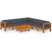 vidaXL Ensemble de salon de jardin 8 pièces avec coussins gris foncé en bois d'acacia