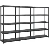 vidaXL Étagère de rangement à 5 niveaux Noir 255x40x185 cm Plastique