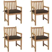 vidaXL Chaises de jardin 4 pcs. avec coussins taupe bois massif teck