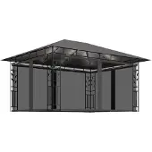 vidaXL Pavillon avec moustiquaire & guirlande lumineuse LED 4x3x2,73m Anthracite