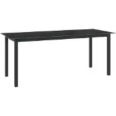 vidaXL Table de jardin noire 190x90x74 cm aluminium et verre