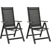 vidaXL Chaises de jardin pliantes 2 pcs. Textilène et aluminium noir