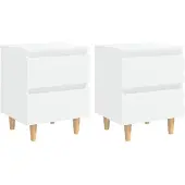 vidaXL Tables de chevet avec pieds en pin 2 pcs Blanc 40x35x50 cm