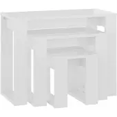 vidaXL Tables gigognes 3 pcs Blanc brillant Bois d'ingénierie