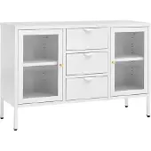 vidaXL Sideboard Blanc 105x35x70 cm Acier et verre trempé