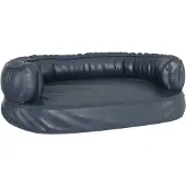 vidaXL Lit pour chien Ergonomique Mousse Bleu foncé 75x53cm Similicuir