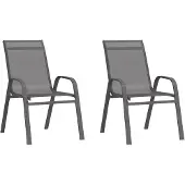 vidaXL Chaises de jardin empilables 2 pcs. Gris Textilène