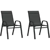vidaXL Chaises de jardin empilables 2 pcs noir Textilène