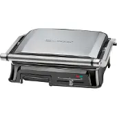 Clatronic KG 3571 Gril de contact électrique, Multigrill, pour griller des deux côtés & sans graisse, plaques à revêtement antiadhésif, enrouleur de câble, 2000 watts, acier inoxydable