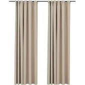 vidaXL Rideaux occultants aspect lin et crochets 2 pcs Beige 140x245cm