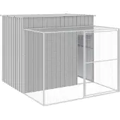 vidaXL Niche pour chiens avec enclos Gris clair 214x253x181 cm Acier galvanisé