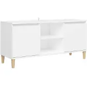 vidaXL Armoire TV avec pieds en bois massif blanc 103,5x30x50 cm