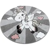 Rugsx Tapis PETIT UNICORN LICORNE cercle gris cercle 160 cm