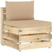 vidaXL Canapé central modulaire avec coussin vert Bois imprégné