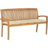 vidaXL Banc de jardin empilable avec support 159 cm bois massif teck