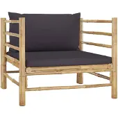 vidaXL Canapé de jardin avec coussins gris foncé en bambou