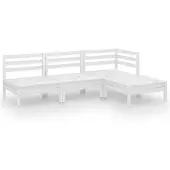 vidaXL Ensemble salon de jardin 4 pièces pin massif blanc