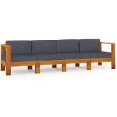 vidaXL Canapé de jardin 4 places avec coussins gris foncé en bois massif d'acacia