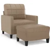 vidaXL Fauteuil avec pouf cappuccino brun 60 cm simili-cuir