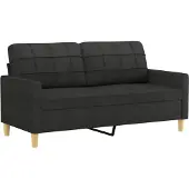 vidaXL Canapé 2 places noir 140 cm Tissu
