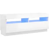 vidaXL Armoire TV avec lampes LED blanc brillant 100x35x40 cm