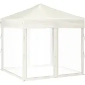 vidaXL Tente de réception pliante avec parois latérales Crème 2x2 m