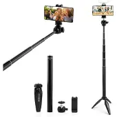 MOJOGEAR Vlog Kit: Tripod Phone Holder/Selfie Stick (MG-25-39) (Matières plastiques), Trépied, Noir