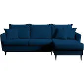 Selsey Canapé-lit d'angle Volio bleu foncé velours hydrophobe pieds noirs