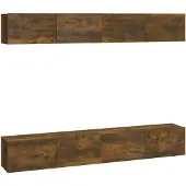 vidaXL Armoires murales TV 4 pcs. Chêne fumé 100x30x30 cm