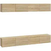 vidaXL Armoires TV murales 4 pièces chêne Sonoma 100x30x30 cm