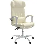 vidaXL Chaise de bureau avec fonction chaise longue Crème similicuir