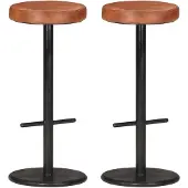 vidaXL Tabouret de bar 2 pcs. Cuir véritable marron