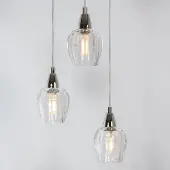 LumenXL Suspension chromée avec verre transparent 3 lumières - Virginia