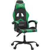 vidaXL Chaise gaming pivotante Noir et vert Simili cuir