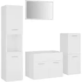 vidaXL Ensemble de meubles de salle de bain blanc en bois composite