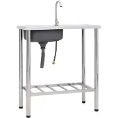 vidaXL Camping Gutter Single Bowl mit Edelstahlhahn (gouttière pour camping)