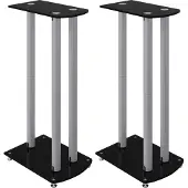 vidaXL Supports de haut-parleurs 2 pcs noir/argenté 3 piliers