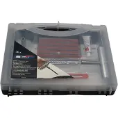Work plus autoband reparatie set 36-delige proppenset banden reparatiekit voor auto, scooter en caravan banden met sterke metalen handgrepen