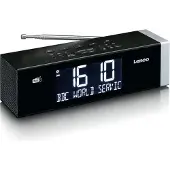 Lenco CR-640BK - Radio-réveil FM stéréo avec horloge radiocommandée et entrée AUX - Blanc