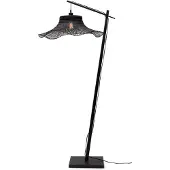 Good&Mojo - Lampadaire Ibiza - Bambou Noir - 83x65x176cm pour salon, chambre à coucher