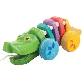 Plantoys Dancing Alligator Push & Pull Toy - Fabrique de maniere durable a partir de sons de clic et de mouvements de danse lorsqu'il est tire (a