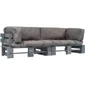 vidaXL Ensemble de canapé d'extérieur 2 pièces palettes avec coussins en pin gris