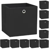 vidaXL Boîtes de rangement 10 pcs. Non tissé 32 x 32 x 32 cm Noir