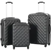 vidaXL Ensemble de trolleys à coque dure 3 pièces noir ABS