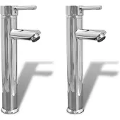 vidaXL Robinet de salle de bain mélangeur 2 pcs. Chrome
