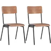 vidaXL Chaises de salle à manger 2 pcs. Marron Contreplaqué massif Acier