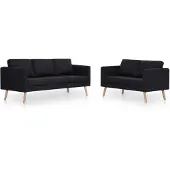 vidaXL Ensemble de canapé 2 pcs tissu noir