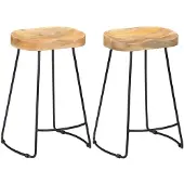 vidaXL Tabouret de bar Gavin 2 pcs. Bois massif de manguier