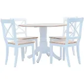 vidaXL Ensemble de salle à manger 5 pièces en bois de caoutchouc massif blanc et marron