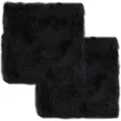 vidaXL Coussins de chaise lot de 2 Gris foncé Mouton véritable